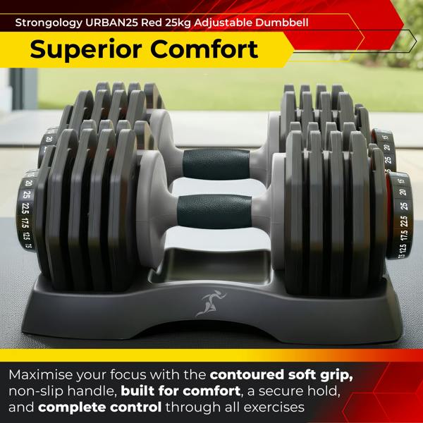 Homeology Urban25 Home Fitness Adjustable Smart Dumbbells from 2.5kg up to 25kg Training Weights