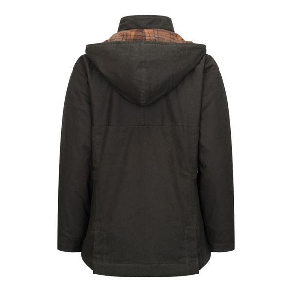 Hoggs of Fife Kelso waterproof ladies wax jacket with detachable hood and check lining