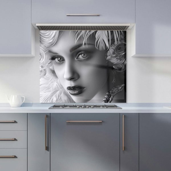 Warren Reed - Designer Glamorous Monochrome Diva Kitchen Splashback