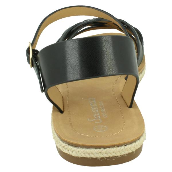 Savannah Ladies Savannah Flat Ankle Strap Sandal with Weaved Upper F00442
