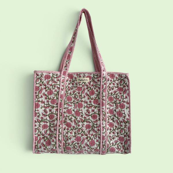 Hayley & Co Ditsy Pink Floral Quilted Cotton Tote Bag