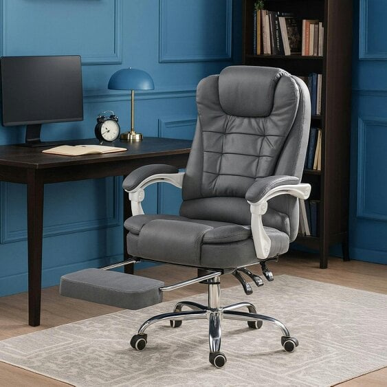 Neo Dark Grey Faux Leather Office Chair With Footrest & Massage Function