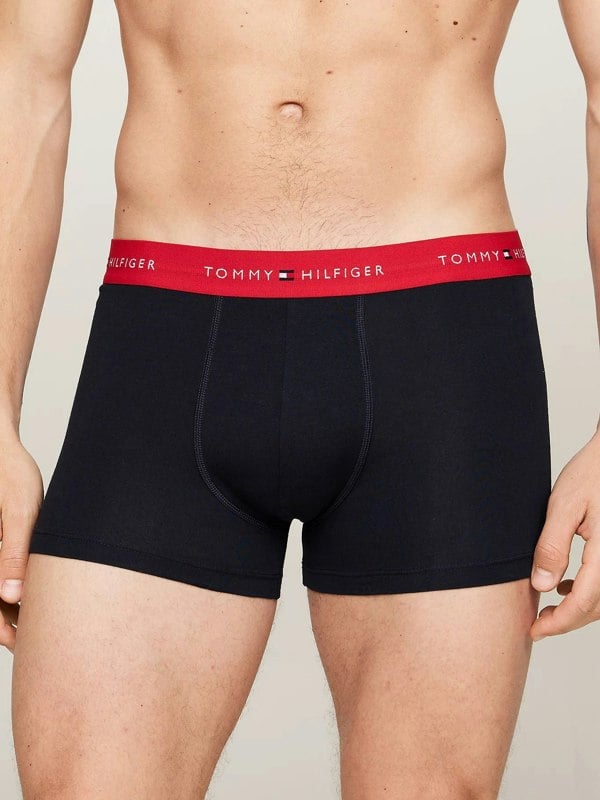 Tommy Hilfiger SIGNATURE COTTON ESS Mens  3 -Pack Trunks Primary Red/White/Desert Sky