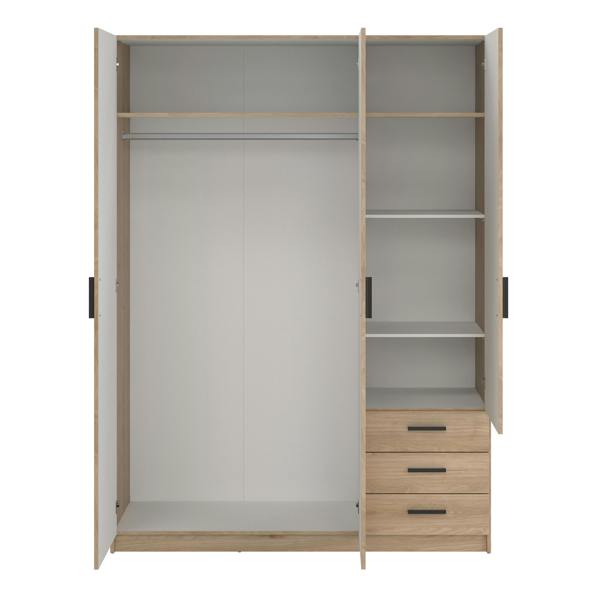 Furniture To Go Sprint Wardrobe with 3 Doors + 3 Drawers in Jackson Hickory