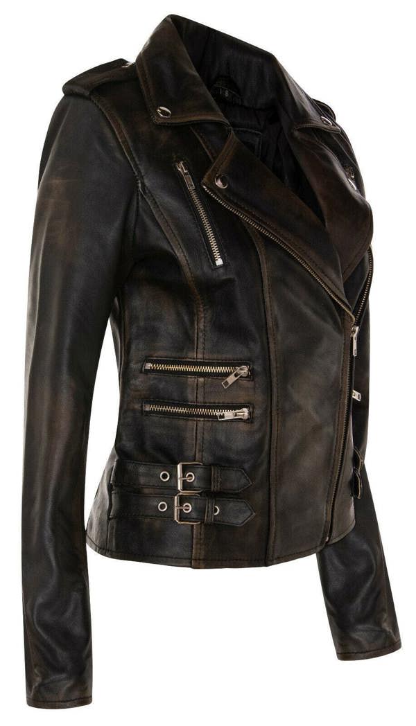 Infinity Leather Womens Leather Brando Biker Jacket - Orlando