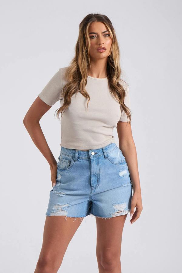 Urban Bliss Bleach Ripped Mom Short