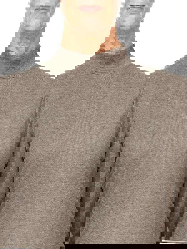 PennyPlain Latte Marl High Neck Top