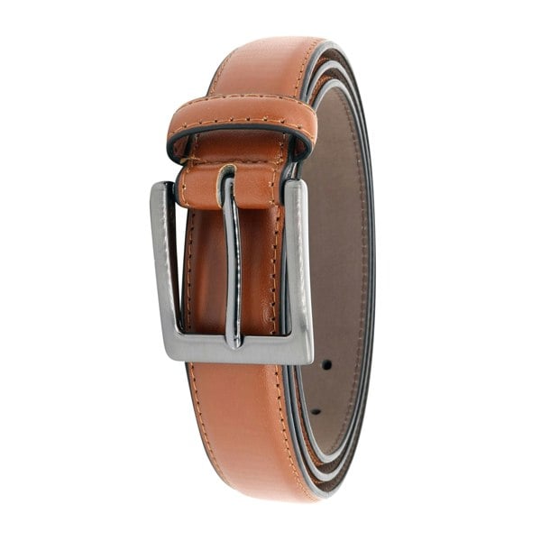 Duke Mens D555 Anthony Stitched Leather Square Buckle Belt - Tan