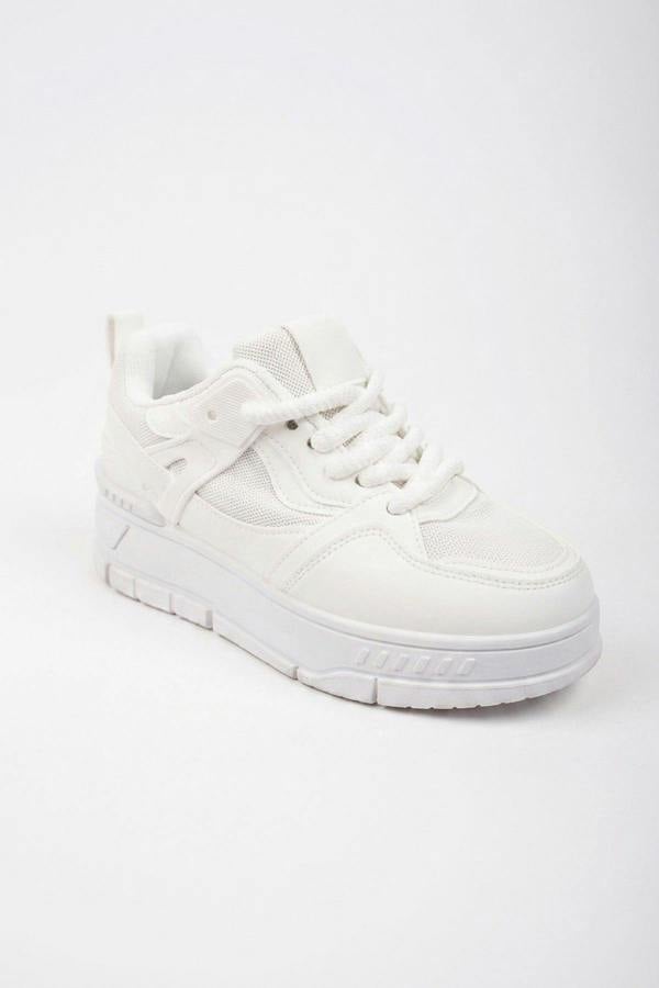 Genevieve Monochrome Chunky Sole Trainers - White
