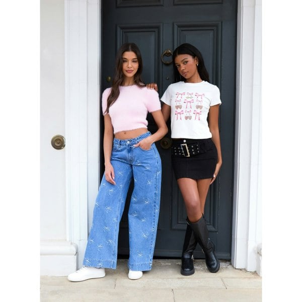 Pink Vanilla Ribbon Bow Jeans