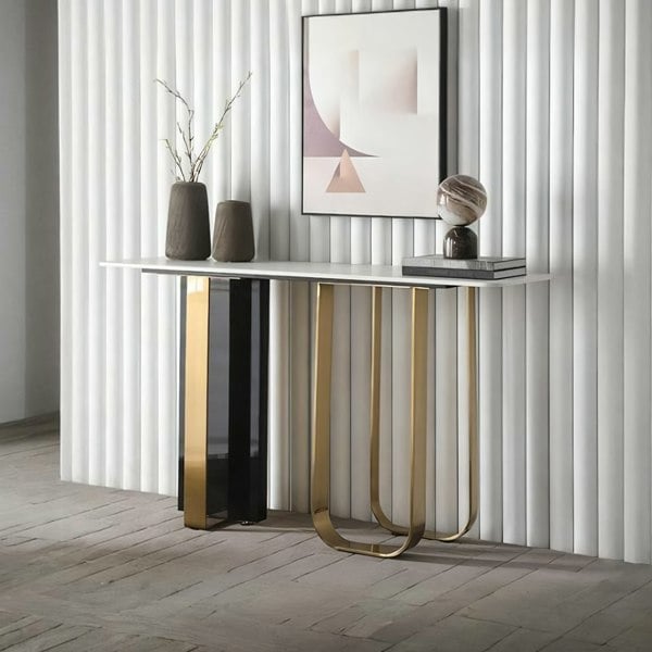 Kave Console Table, Gold And Black - mirrored console table