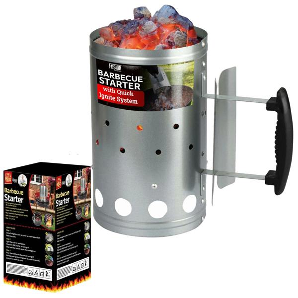 Fusion Food Care Fusion Food BBQ Chimney Starter Charcoal Barbecue Fire Starter With Heat Insulated Safety Handle Briquettes Firelighter