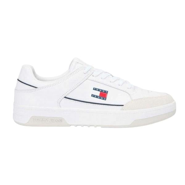 Tommy Jeans Mens Leather Cupsole Trainers - White - 