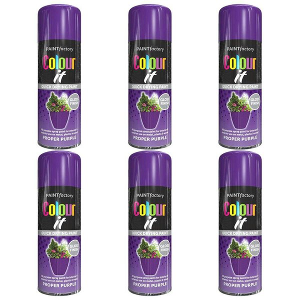 Paint Factory 6X  Proper Purple Gloss Spray Paint 250ml