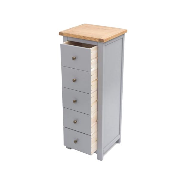 Cabinet Bits Mirano 5 Drawer Narrow Chest of Drawers Brass Knob