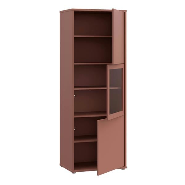 Furniture To Go Alice Springs Narrow Display Cabinet with 3 Push-to-Open Doors in Terracotta