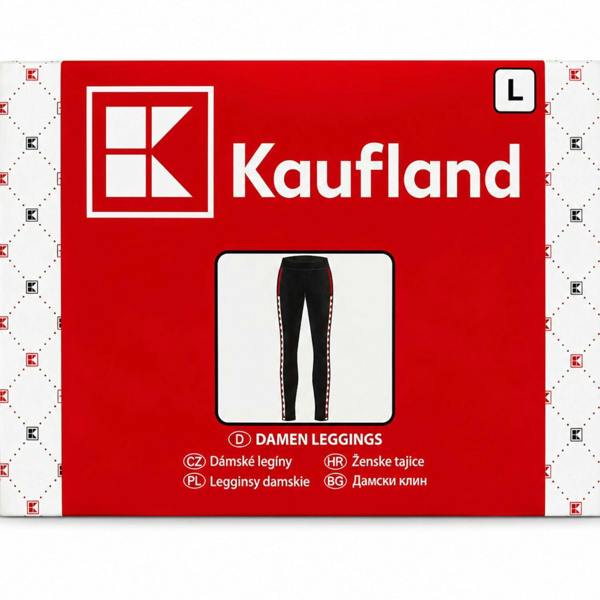 Tex-ass Kaufland Women's Logo Cotton Stretch Leggings Black Red Size L