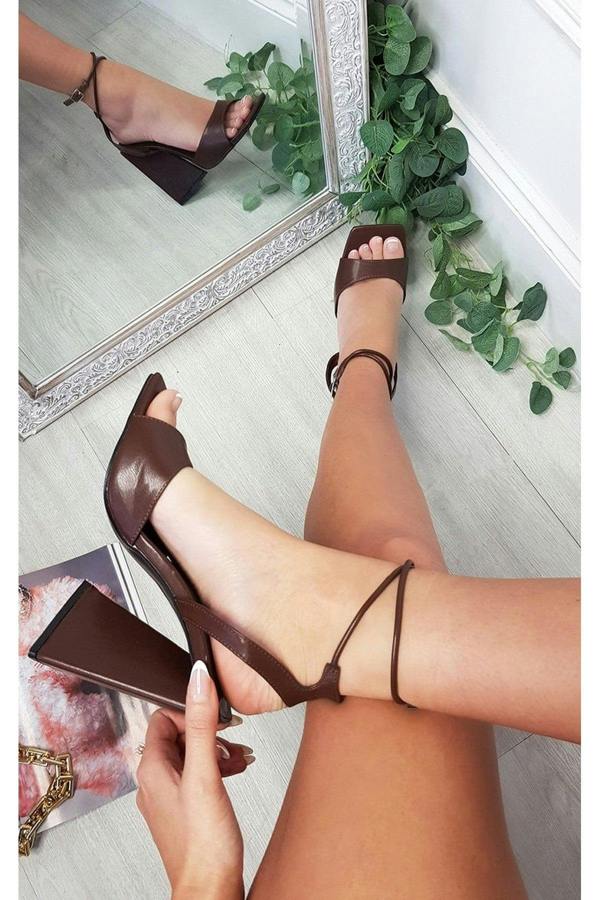Dixie Lace Up Block High Heel - Brown