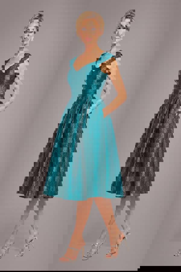 Crushed Satin Sleeveless A Line Midi Dress - Emerald Green DR4551M