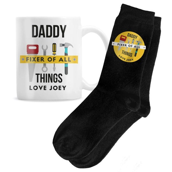 Personalised Memento Company Personalised Fixer of All Things Mug & Socks Set