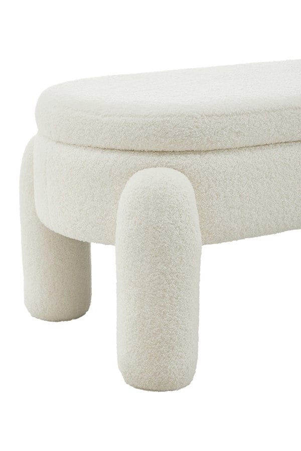 Living and Home 110x50x84cm White Upholstered Storage Bench Foot Rest