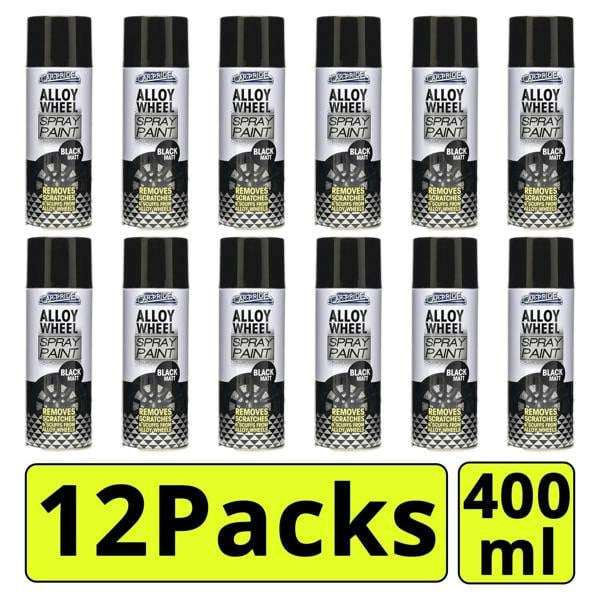 Carpride 12X Alloy Wheel Black Matt Spray Paint 400ml