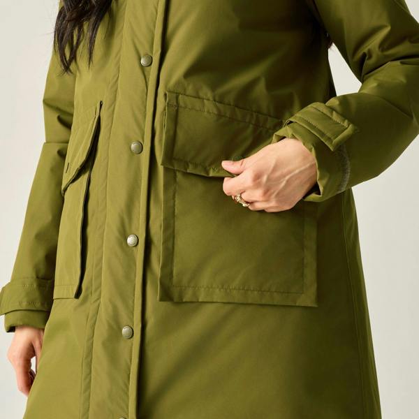 Regatta Womens/Ladies Orla Kiely Insulated Longline Waterproof Jacket - Fur Green/Olive - 