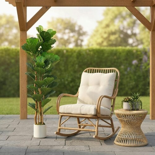 Wyld Haus Toelna Artificial Fiddle Leaf Fig Style Tree With Broad Leaves 150cm Green