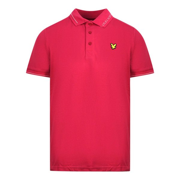 Lyle & Scott Branded Collar Golf Polo Shirt - Cranberry