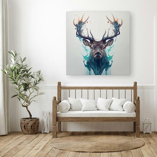 Warren Reed Stag Face Splashart Canvas