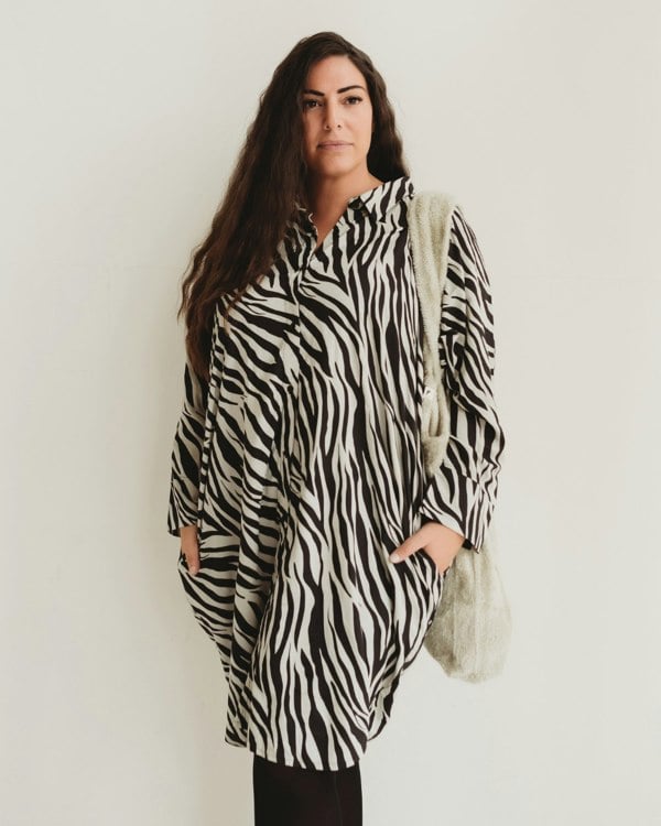 Jess Multicolour Zebra Streak Midi Shirt Dress- image 1