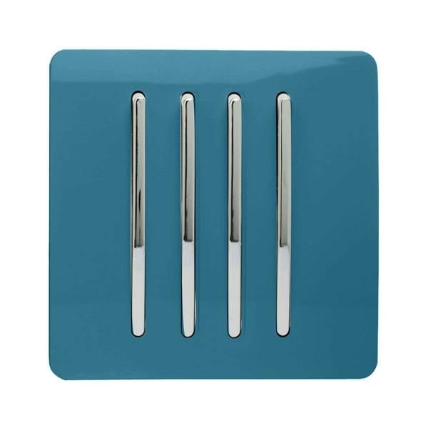 Trendi Switch 4 Gang 1 or 2 way Rocker Light Switch in Ocean Blue