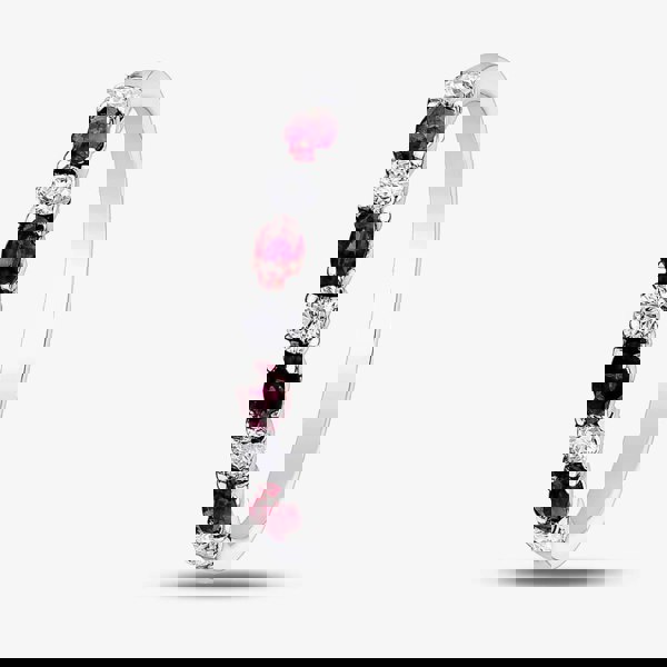 T. H. Baker 9ct White Gold Ruby & 0.2ct Diamond Half Eternity Ring50L76-9 RUBY