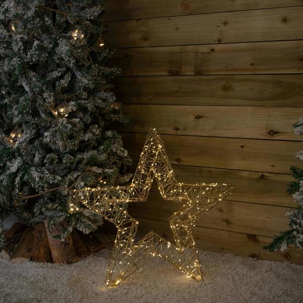 Samuel Alexander 70cm Gold Light Up Christmas Star with 300 Warm White LEDs & Timer