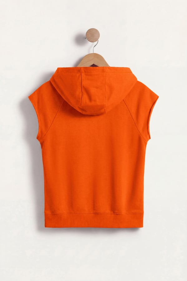 ENORSIA Sleeveless Raw Edge Hoodie