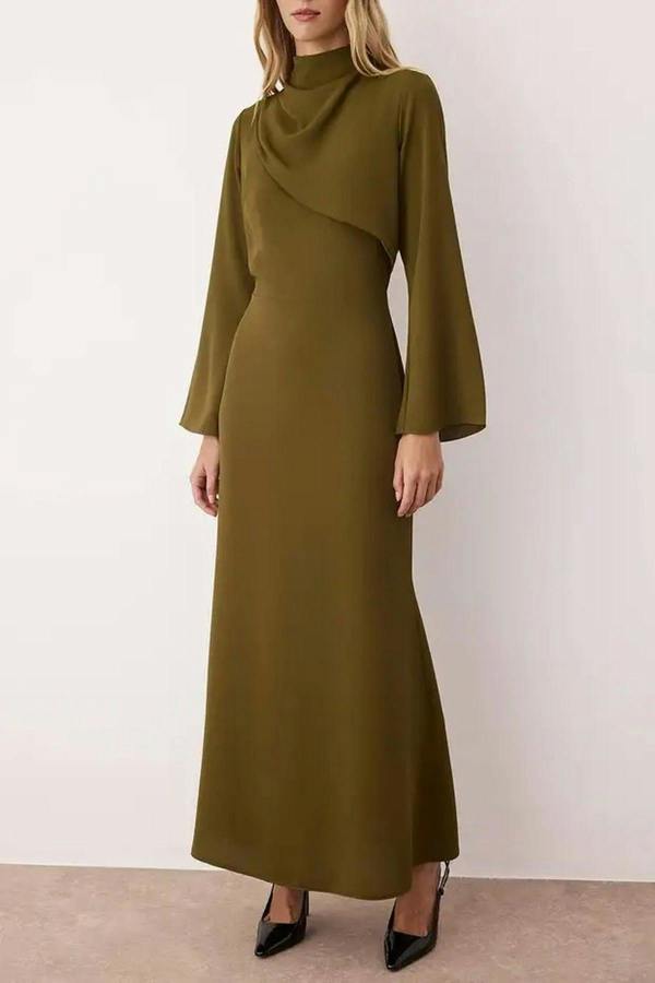WOVCOR Drape Detail Woven Evening Dress