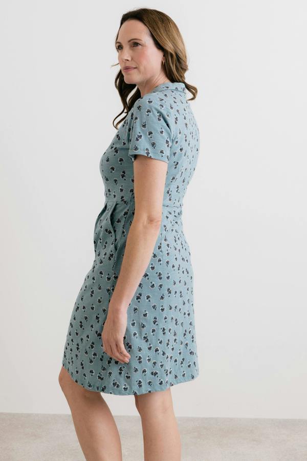 Lily & Me Elmore Printed Organic Jersey Shirt Dress Ocean