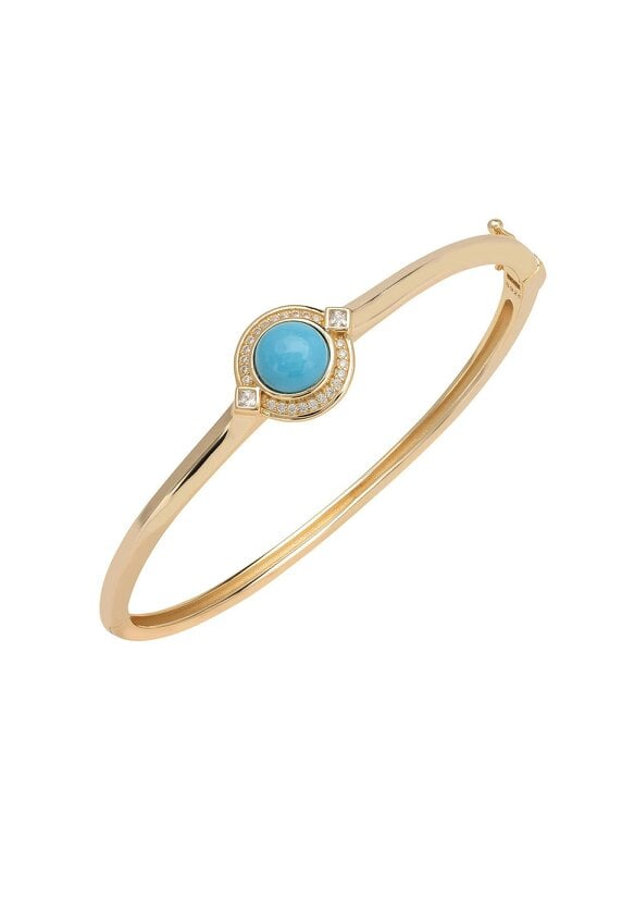 Latelita Clara Bow Bangle Turquoise Gold
