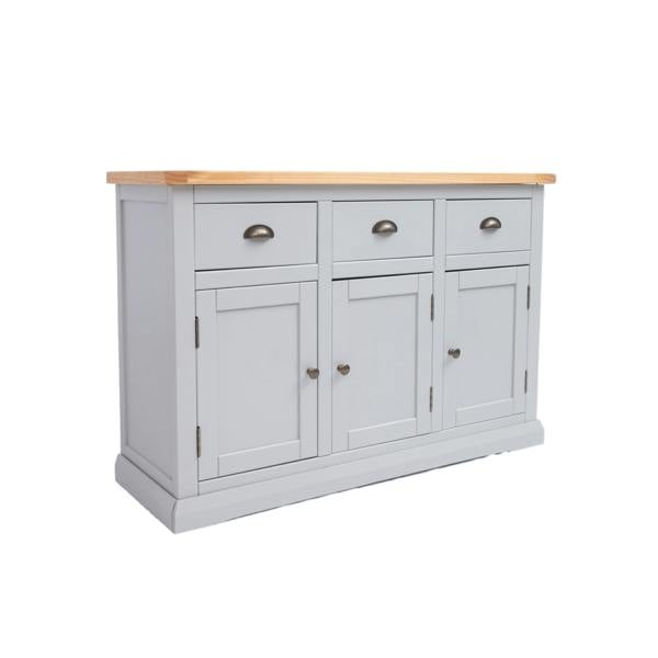Cabinet Bits Loreo Light Grey 3 Drawer 3 Door Sideboard Brass Cup Handle