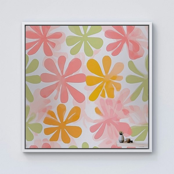 Warren Reed Yellow And Pink Flowers Framed Canvas