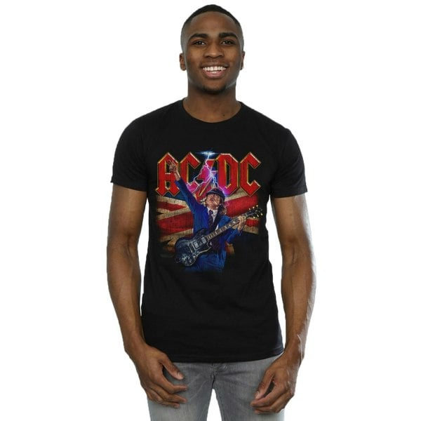 AC/DC Mens Angus Union Flag Lightning T-Shirt - Black