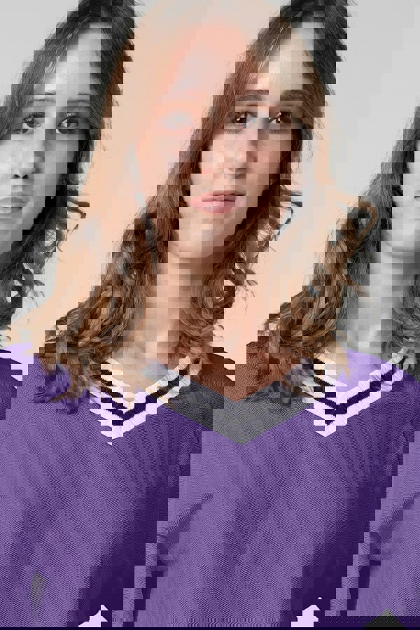 ENORSIA Womens V-Neck Herringbone effect sweatshirts