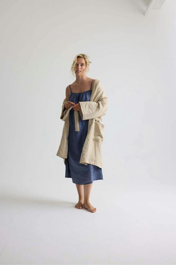 Pretty You London Linen Midi Dress In Folkestone Grey