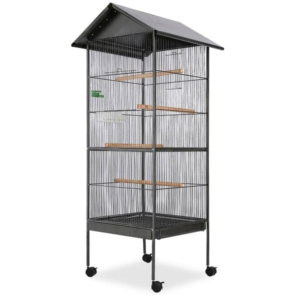 Berkfield Bird Cage with Roof Black 66x66x155 cm Steel