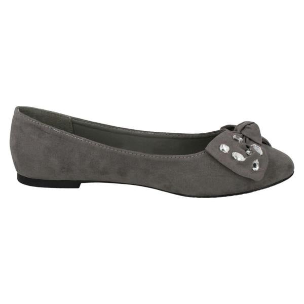 Spot On Ladies Spot On Jewel Bow Ballerina Shoes