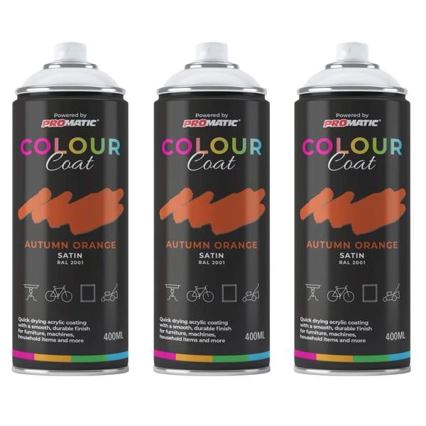 Colour Coat 3X Autumn Orange RAL 2001 Satin Spray Paint 400ml