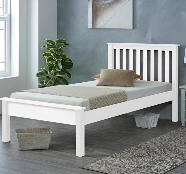 Mission TM Derby White Solid Pine Bed Frame with Slatted Base Single Double King