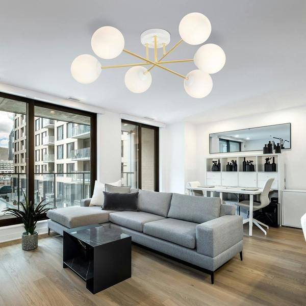 Emibig MAGNUM Ceiling lamp  6 x E14 White, Gold with White Shade
