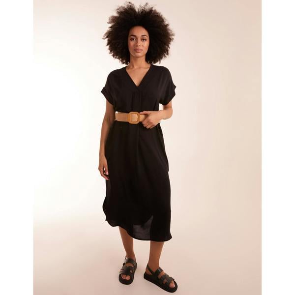 Blue Vanilla Belted V neck Midi Dress