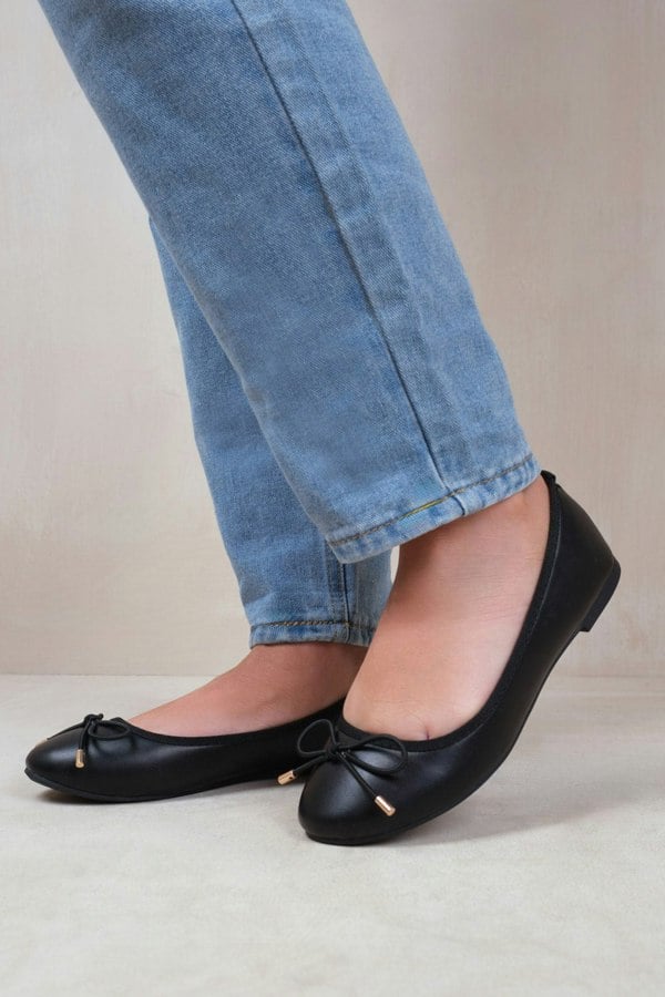 Where's That From Bexley Slip on Flat Pumps in Black Faux Leather